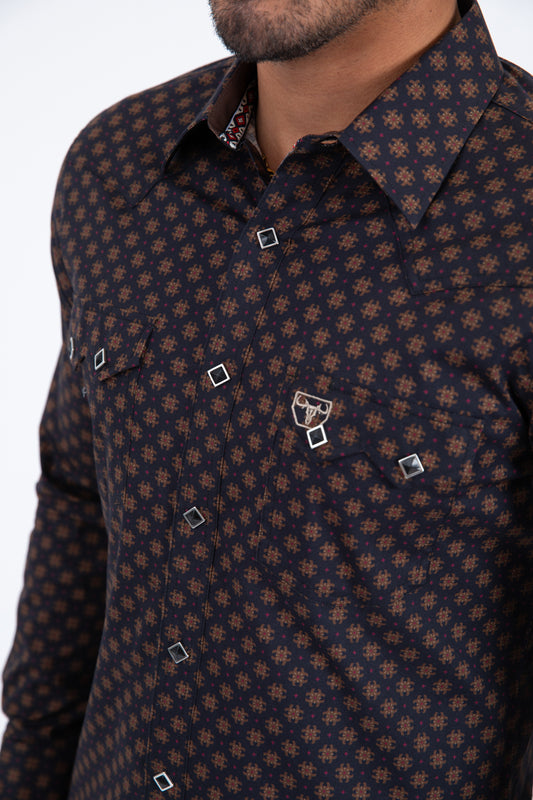 beige diamond center western shirt platini detail