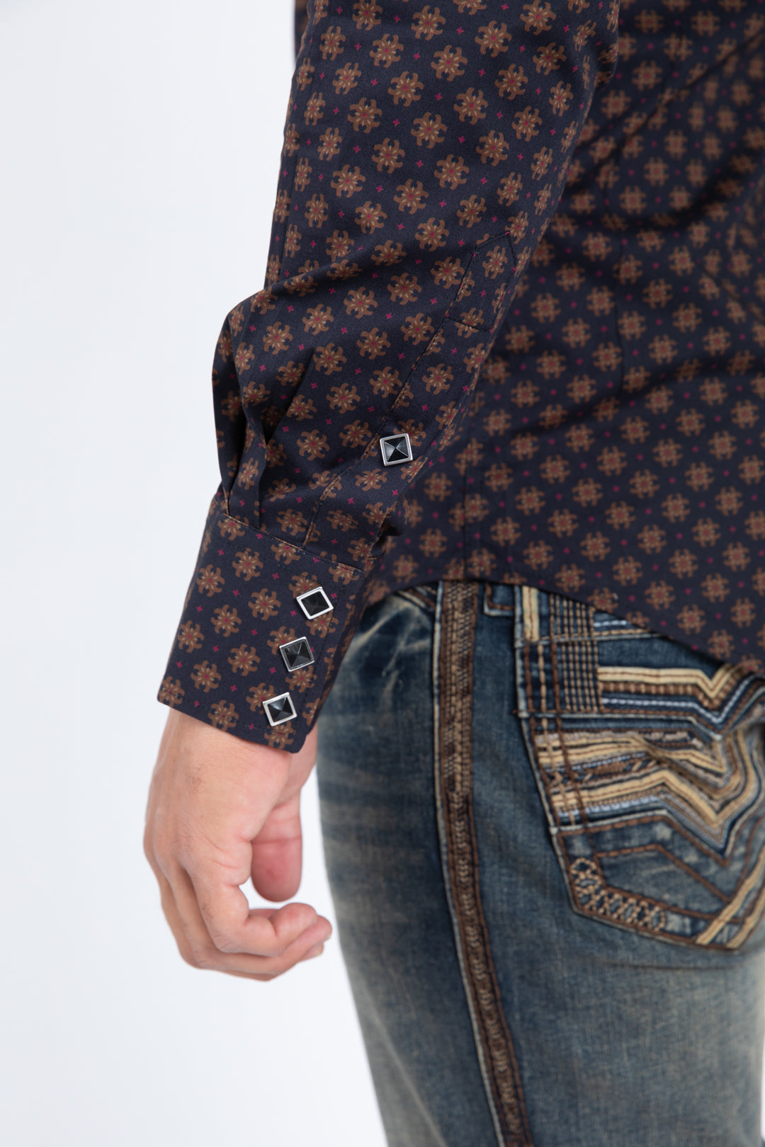 black diamond center western shirt platini detail