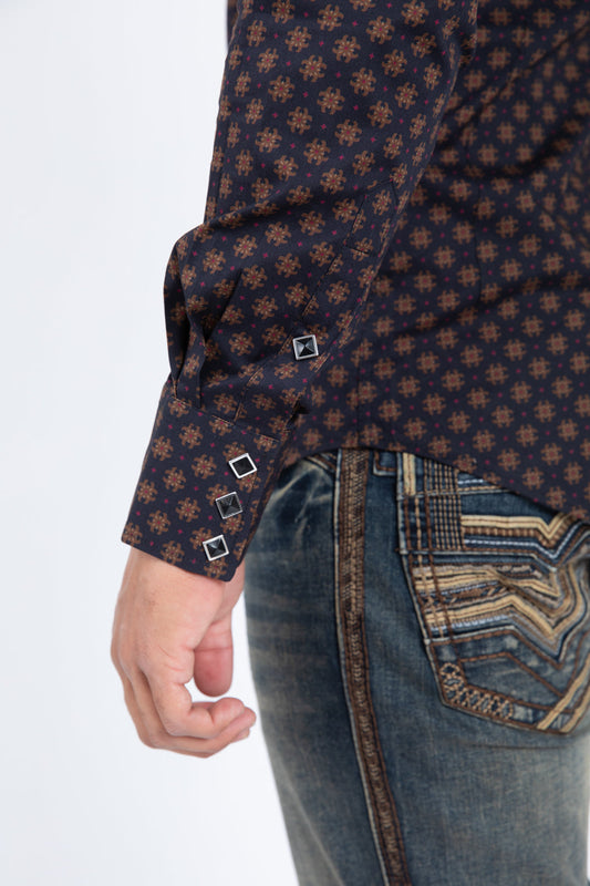 black diamond center western shirt platini detail