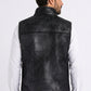 black distressed shearling vest men platini detail