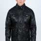 black faux leather biker jacket front platini front