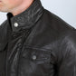 brown faux leather biker jacket detail platini detail