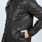 brown faux leather biker jacket back platini detail