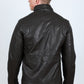 brown faux leather biker jacket side platini back