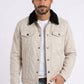 beige faux suede sherpa trucker jacket men platini front