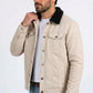 beige faux suede sherpa trucker jacket men platini detail
