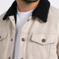 beige faux suede sherpa trucker jacket men platini detail