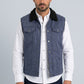 navy faux suede sherpa trucker vest men platini front