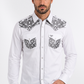 white filigree embroidered western shirt men platini front