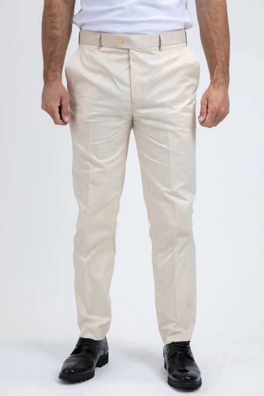 Heath Mens Poly-Stretch Slim Fit Beige Suit Pants