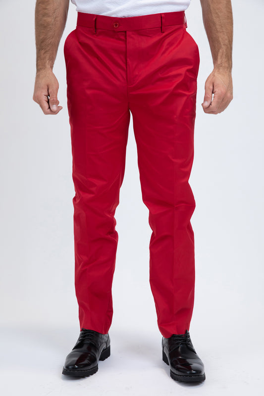 Heath Mens Poly-Stretch Slim Fit Red Suit Pants