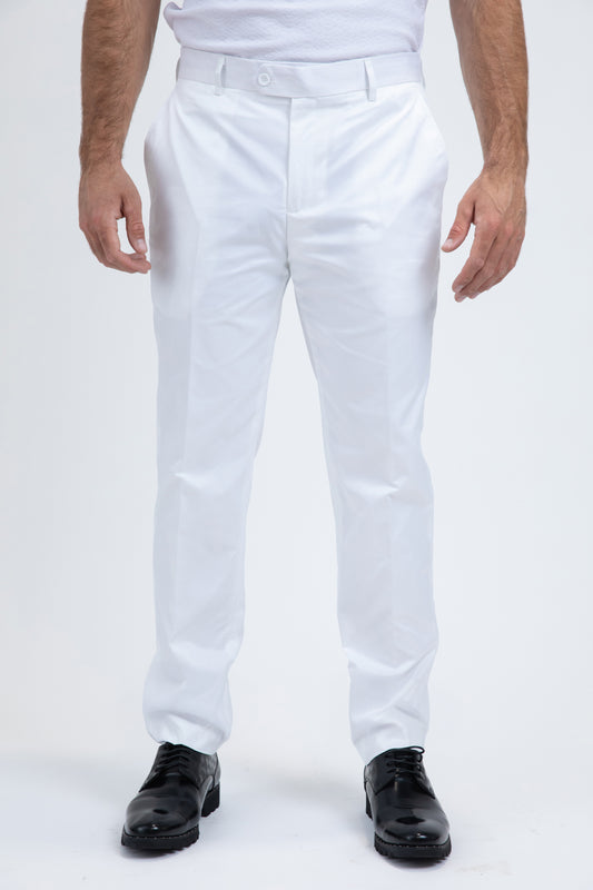 Heath Mens Poly-Stretch Slim Fit White Suit Pants