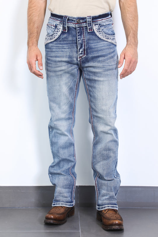 blue denim holt slim boot cut jean men platini front