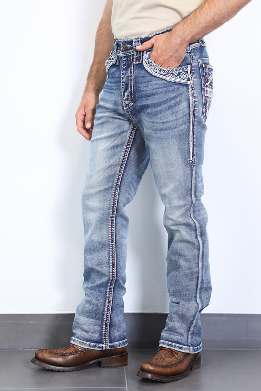 blue denim holt slim boot cut jean men platini side