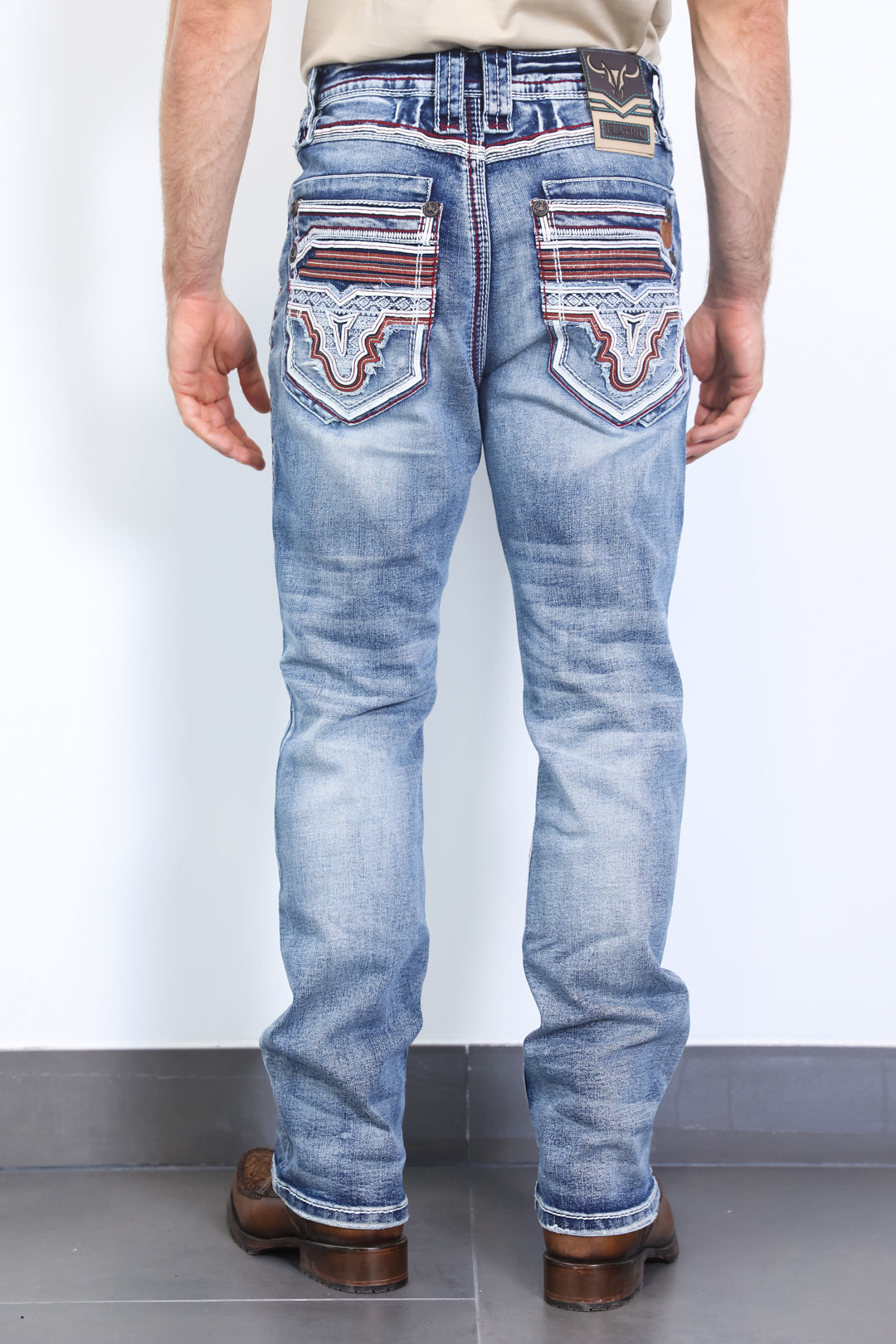 blue denim holt slim boot cut jean men platini back