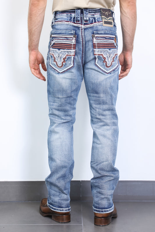 blue denim holt slim boot cut jean men platini back
