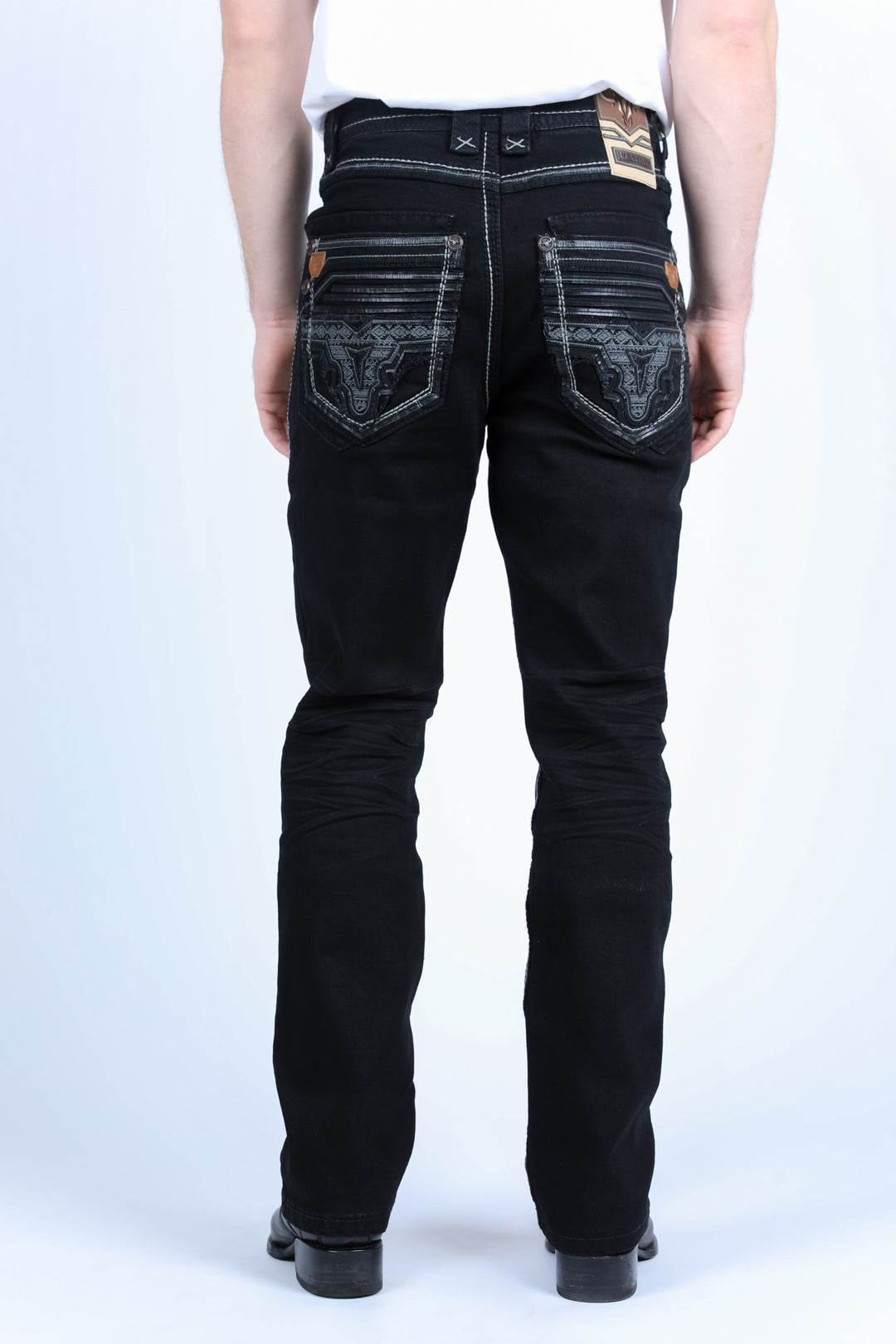 jet black slim boot cut jean men holt platini back