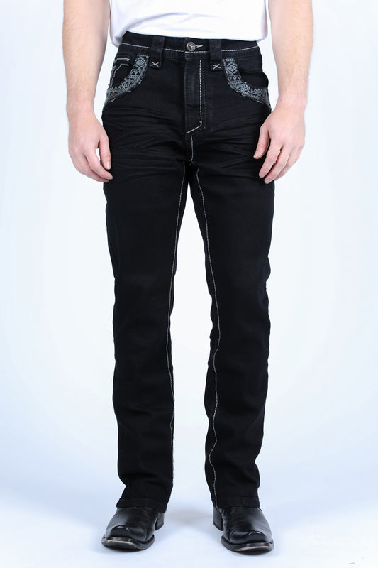 jet black holt slim boot cut jean men platini front
