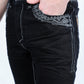 jet black aztec flap bootcut jean men platini close up front