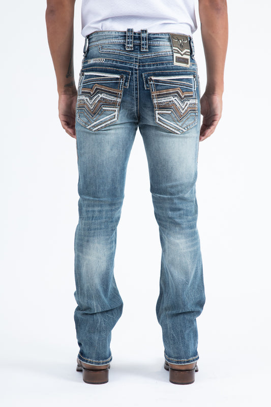 Holt Corded Chevron Slim Bootcut Jean - Denim Blue back, Platini 