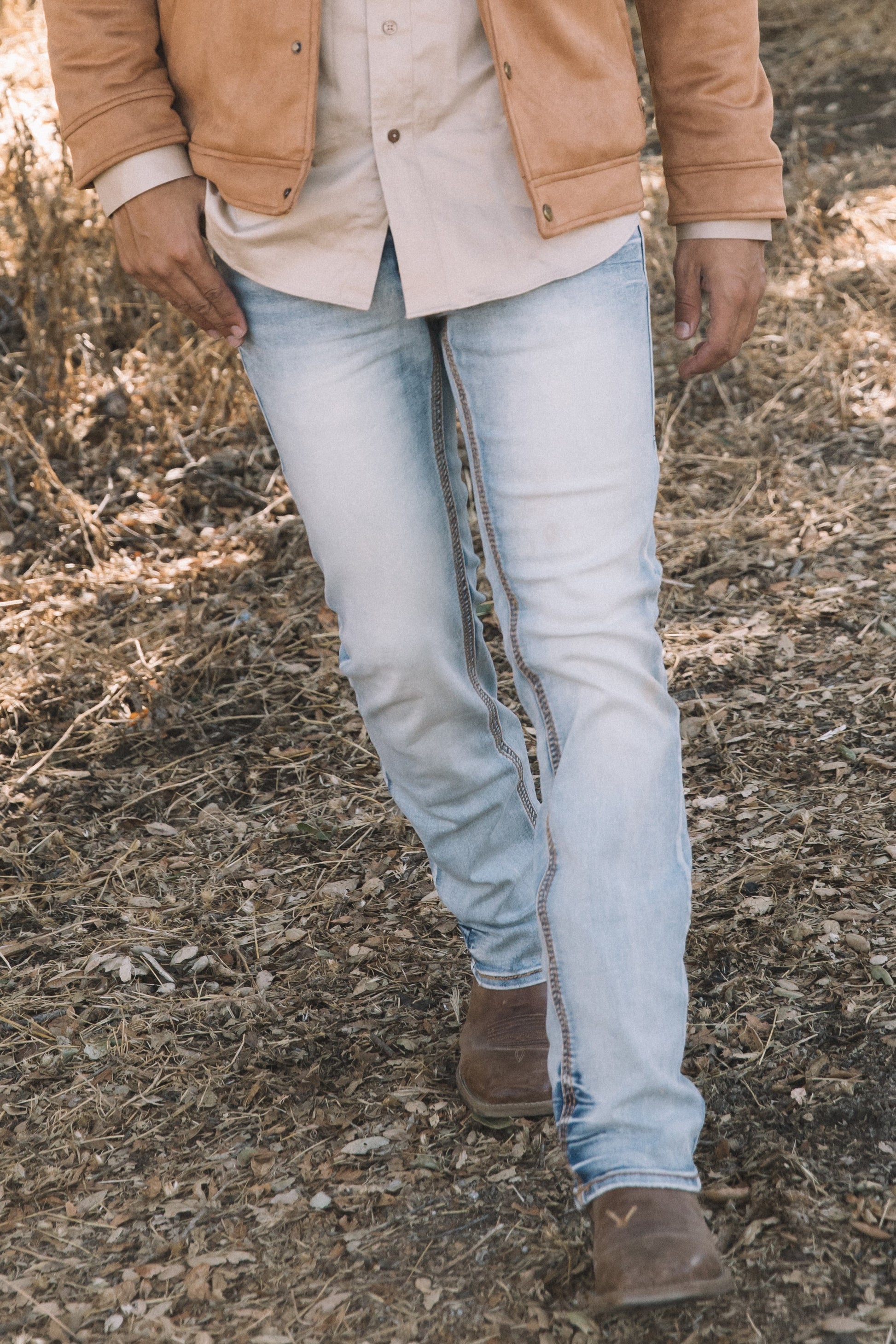 light blue slim boot cut jean men holt platini lifestyle front