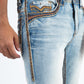 light blue corded chevron bootcut jean men platini close up front