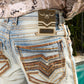 light blue slim boot cut jean men holt platini close up back stitching pocket