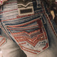 light denim blue corded chevron bootcut jean men platini close up stitching pocket