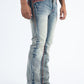 light denim blue corded chevron bootcut jean men platini side