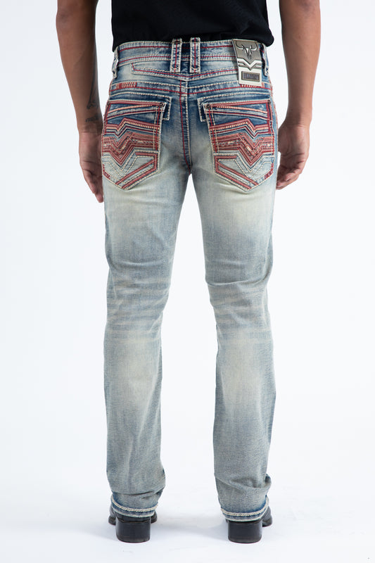 light wash slim boot cut jean men holt platini back
