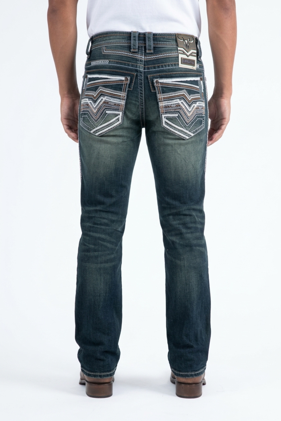 midnight indigo holt corded chevron bootcut jean men platini front