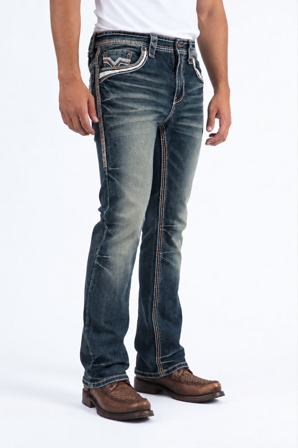 midnight indigo holt corded chevron bootcut jean men platini back