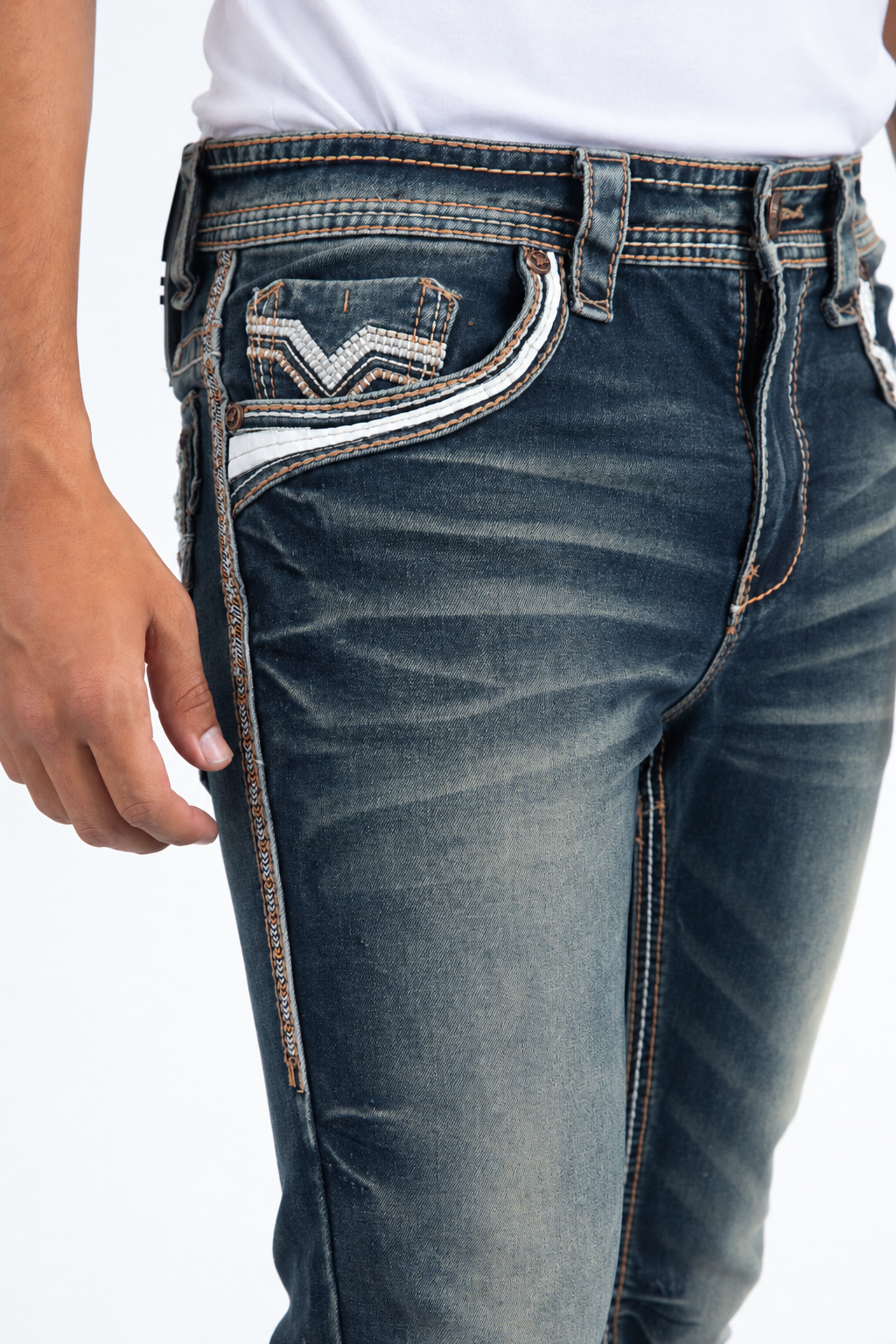 midnight indigo holt corded chevron bootcut jean men platini side