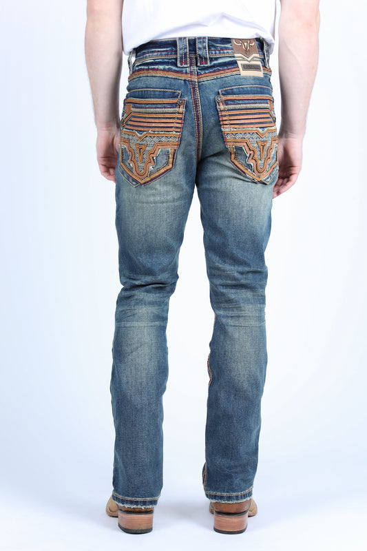 Men Holt Diamond Trim Bootcut Jean Tint Blue Platini back