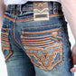 Men Holt Diamond Trim Bootcut Jean Tint Blue platini back close up stitching pocket