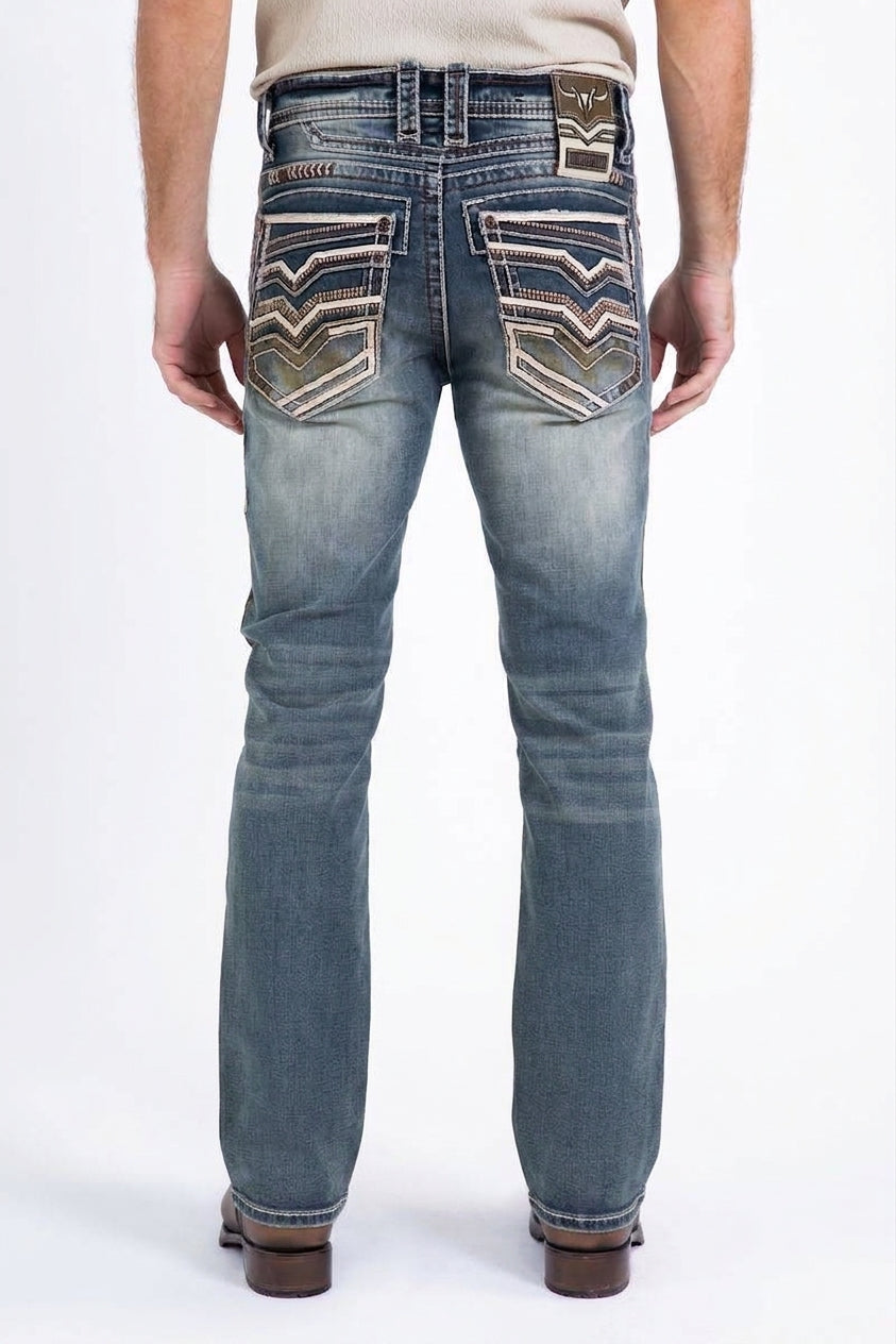 dark stone bootcut jean men holt flat chevron platini back
