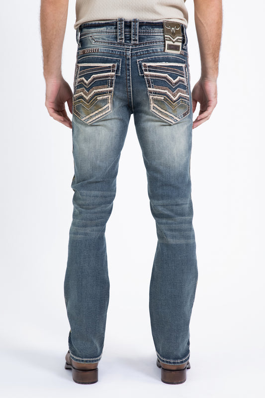 dark stone slim boot cut jean men holt platini back