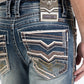 dark stone flat chevron bootcut jean men platini close up stitching pocket
