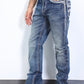 denim blue flat chevron bootcut jean men platini front side