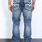 dark denim blue slim boot cut jean men holt platini back