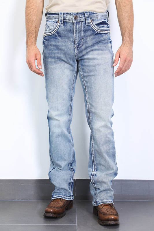 light blue slim boot cut jean men holt platini front