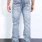 light blue flat chevron bootcut jean men platini back