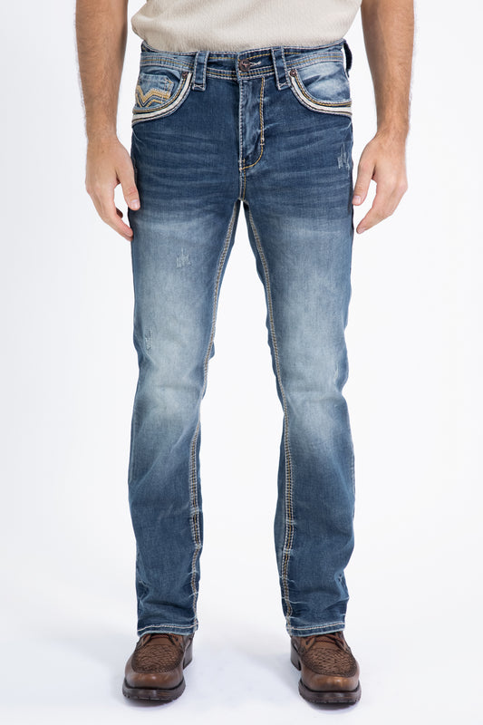 tint blue slim boot cut jean men holt platini front