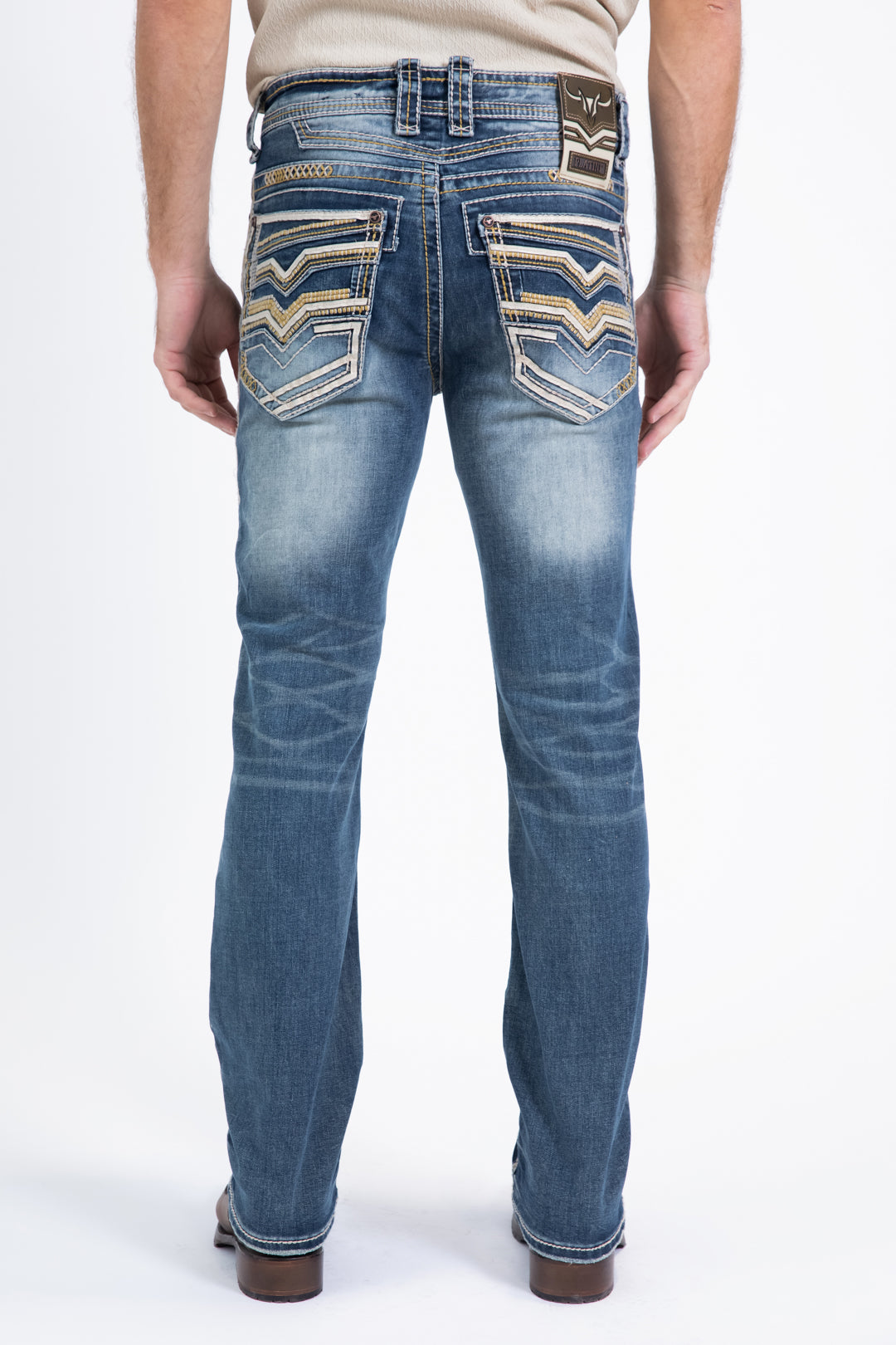 tint blue slim boot cut jean men holt platini back