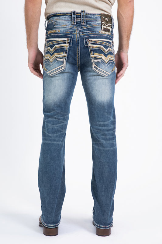 tint blue slim boot cut jean men holt platini back