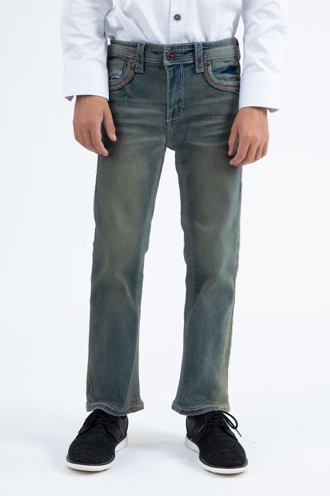 Holt Kid's Dark Stone Slim Boot Cut Jeans