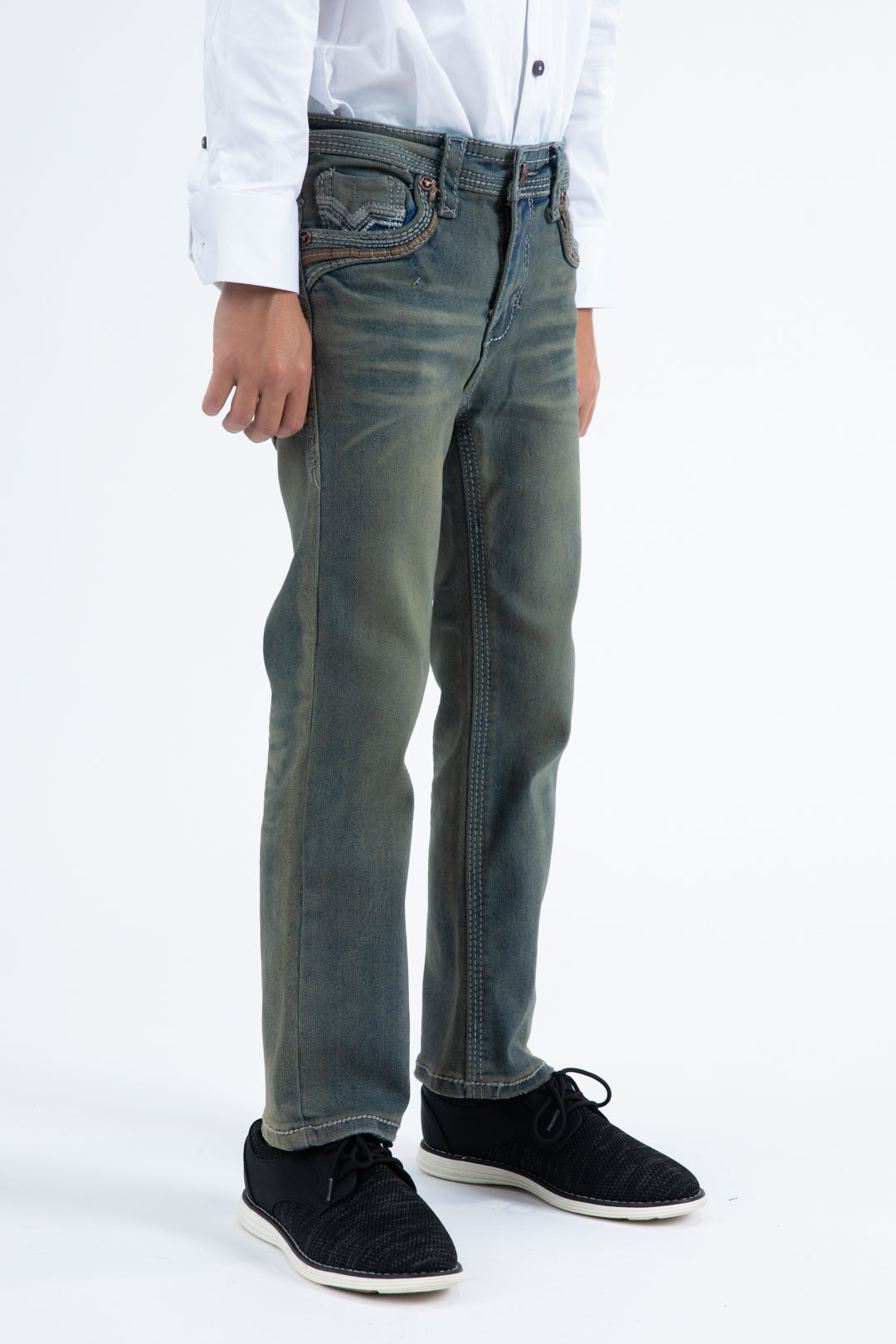 Holt Kid's Dark Stone Slim Boot Cut Jeans