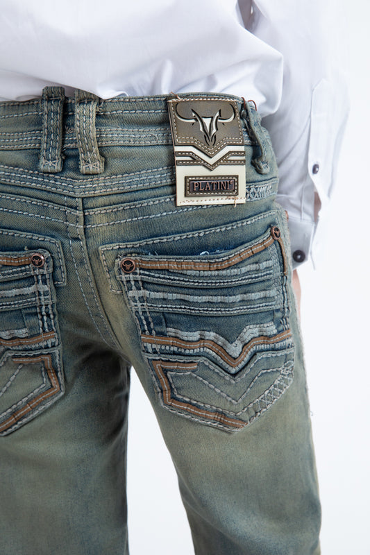 Holt Kid's Dark Stone Slim Boot Cut Jeans