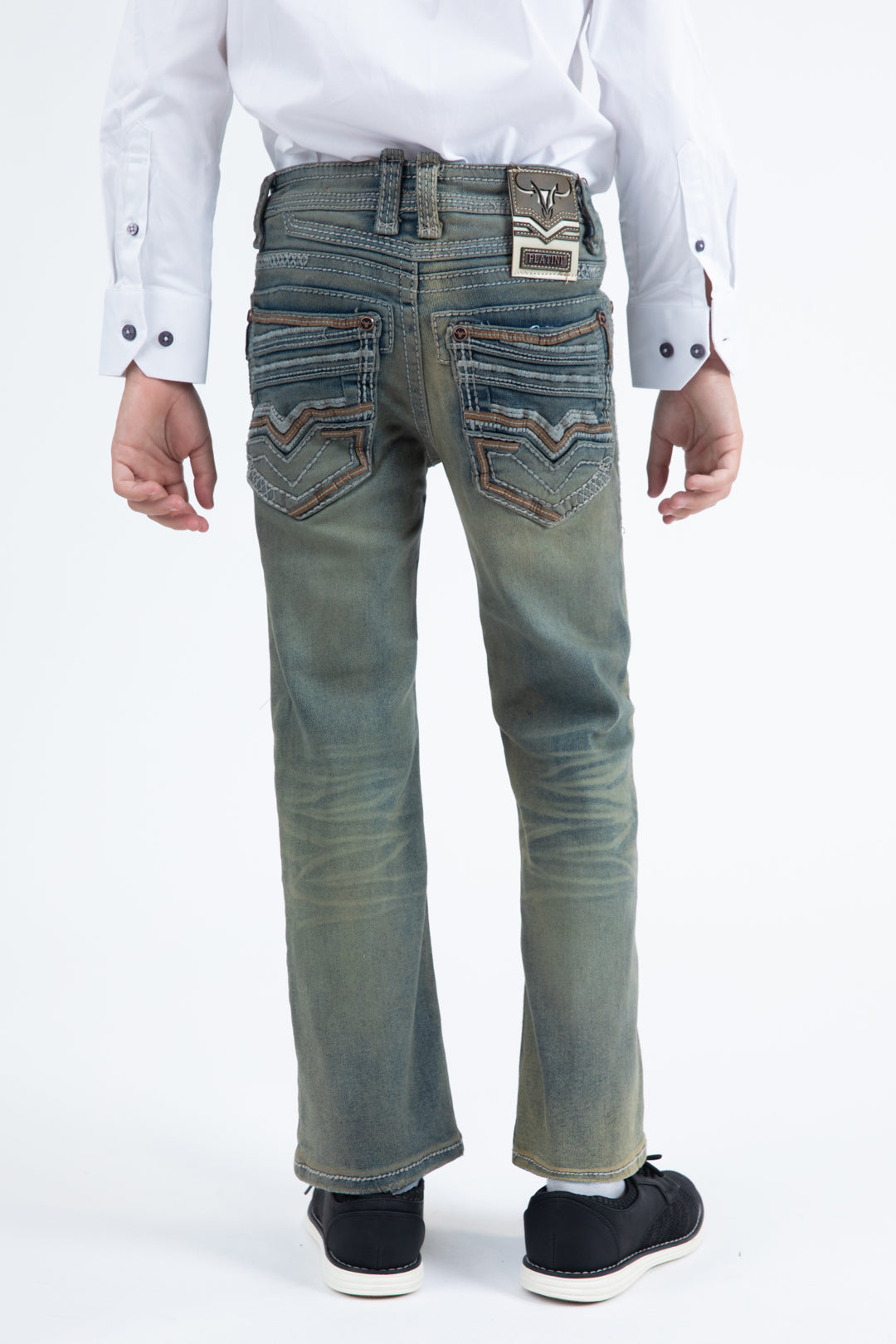 Holt Kid's Dark Stone Slim Boot Cut Jeans