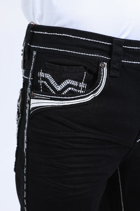 jet black slim boot cut jean men holt platini front pocket
